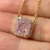 Catene Marca Pure 925 Sterling Silver Jewelry For Women Unique PinkDiamond Pendant Cube Collana Cute Lovely Design Fine Luxury