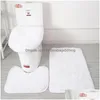 Bath Mats Solid Color Bathroom Mat Set Fluffy Hairs Carpets Modern Toilet Lid Er Rugs Kit 3Pcs/Set Rec 50X80 50X40 45X50Cm 843 D3 Dr Dhwcy
