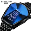 Binbond Brand Watch Fashion Personlighet Stor Dial Quartz Mens Watch Crystal Glass White Steel Watches Locomotive Concept296e