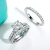 Wedding Rings AnuJewel 3ct Main StoneTotal 415ct D Color Ring Set Bridal Sets Band Silver With GRA Wholesale 230714