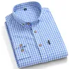 Jaquetas finas 100% algodão xadrez camisas para homens manga longa regular ajuste xadrez vestido camisa dos homens azul novo 2020 macio e confortável masculino