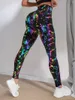 Leggings Femininas JSC Mulheres Jogging Estilo Academia Calças de Ioga Cintura Alta Para Meninas Listras Patchwork Controle de Barriga Meia-calça de Compressão