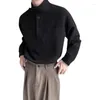 メンズドレスシャツ2023ハーフハイカラーソリッドカラー男性用デザインニッチな高級韓国服カジュアルルーズプルオーバー