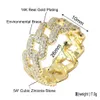 Hot Selling Hip Hop Real Gold Plated mässing Parfingerring isad ut kubansk länkkedja Ring för män Fashion Jewelry