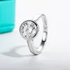 Wedding Rings AnuJewel 1ct2ct3ct D Color Bezel Engagement Ring 925 Sterling Silver For Women Jewelry Wholesale 230714