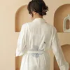 Damen-Nachtwäsche, lässige Damen-Robe, Kunstseidendruck, Kimono-Kleid, Umlegekragen, Nachtwäsche, lockere Heimkleidung, Lounge-Homewear-Bademantel