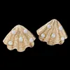 Charm S925 Silver Needle Gold Shell Design Sense Pearl Exaggerated Earrings for Women's Middle Ages Small and Luxury 230630