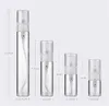 2 ml 3 ml 5 ml 10 ml plast /glas dim spray parfymflaska liten parfym atomizer påfyllningsbara provflaskor för eteriska oljor resor bärbara makeupverktyg JL1575