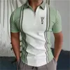 Póquer Masculino Tops Masculinos Gola Turn-down Zippers Golf Letter Clothing Masculino Manga Curta T-shirt Simples Camisa Geral Solta Respirável 230714