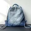 Designer Schoudertas 22 Rugzak 34CM Schooltas 10A Denim Rugzak Met Doos C018