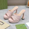 2023 Designer Luxury Fish Mouth High-Heeled Slides tofflor Womens 100% Leather Rhinestone Catwalk High Heels Sandaler Lady Sexy Waterproof Heeled Shoes