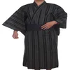 Traditionell japansk kimono män bomullskant yukata herrbadrock kimono med bälte enhetlig scenprestanda samurai clothin2213