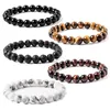 Strand perles de pierre naturelle Bracelet en cristal de guérison véritable oeil de tigre hématite extensible bracelets porte-bonheur pour femmes hommes bijoux faits à la main