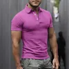 T-shirt da uomo per il tempo libero slim manica corta polo di colore puro uomo estate casual abbottonato colletto rovesciato polo uomo moda abbigliamento pullover L230715