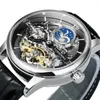 Montres-bracelets Classique Hommes Montre Squelette Automatique Tourbillon Montres Hommes Top Bracelet En Cuir Phase De Lune Horloge Mécanique