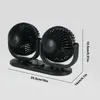 Electric Fans Dual Head 12 Volt Fan Justering USB Dashboard Fan 4000 RPM Fan för alla kopparmotor Mute Two Five Leaf Design