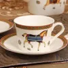 Häst design porslin kaffekopp med tefat ben porslin kaffesatser glasögon guld disposition te koppar232b