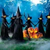 Bruxas iluminadas de Halloween com estacas de mãos dadas Bruxas gritando com sensor ativado por som Decoração de Halloween ao ar livre Y2853