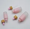 Frosted Glass Dropper Bottle Pipette Drip Pink Color With Bamboo Cap 1oz Essential Oil Bottle 5ml 10ml 20ml 30ml 50ml 100ml Packing Case JL1576