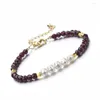 Strand 4-5mm Freshwater Potato Pearl 4mm Round Faceted Fluorite Amethyst Garnet Ruby Zoisite Natural Stone Bead Bracelet