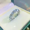 Bröllopsringar Iogou Personliga fulla band 925 Sterling Silver Ring for Women Girl Fine Jewelry 5mm M D 230714