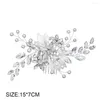 Pinces à cheveux 6 Peignes Latéraux Dents Avec Alliage Hypoallergénique Strass Forme De Feuille Pour Demoiselle D'honneur Mariage Rencontres Shopping