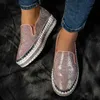 Sandaler Lazyseal Luxury Women Flats Bling Sewing Platform Loafers glider på grunt mode Casual Shoes Ladies Footwear 230714
