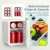 Mini Fridge, 4 Liter/6 Can Portable Cooler And Warmer Personal Refrigerator For SkinCare, Cosmetics, Beverage, Great For Office, Bedroom, Car