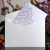 Gratulationskort 50st Blue White Elegant Hollow Laser Cut Wedding Invitation Card Greatingkort Anpassa företag med RSVP Card Party Supplies 230714