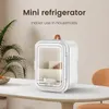 9L Mini Mirror Lodówka z ściemniaczkowym LED Mirror Design Mini Beauty Mirror Produkty pielęgnacji skóry chłodniejszy samochód podwójnie użycie przenośna mała lodówka gorąca