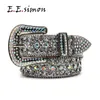 Hot Rhinestone Belts Studded Skull Lether Belts for Women Luxury Designer Brand Strap For Jeans Suppliers White Black L230704