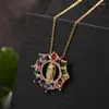 Chaînes (5pcs / lot) Collier Vierge De Guadalupe En Cuivre Pour Femmes Médaille Cadeau Avec CZ Stone Chamrs