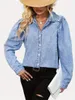 Kvinnors blusar Superaen Spring Autumn Fashion Solid Color Loose Casual Denim Shirts Tops For Women