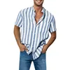 Camisas casuales de los hombres Camisa de manga corta de Hawaii Estampado de rayas 3d Moda de verano Ropa de playa para hombre Ropa de hombre Blusa de solapa Harajuku de gran tamaño