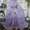 Этническая одежда шифон Открыт Абайя Трехслойное джилбаб мусульманское платье Абая для женщин Кафтан Дубай Хары Большой платье хиджаба Ислам