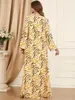 Etnische Kleding Moslim Abaya Arabische Lange mouwen Jurk Turkije Dubai Lente Dames Casual