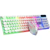 Combinações de teclado e mouse Pinson punk redondo teclado de teclado com fio luminoso sensação mecânica conjunto de mouse para jogos 230715