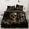 Sängkläder set lyxiga sängkläder uppsättningar 3D anpassade täcke omslag Set Queen/King Quilt/Filt Cover Set 3 PCS Bed SE Halloween Skull Bed Linen 230715