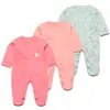 Barboteuses 3 pièces / lot né combinaison bébé combinaison à manches longues bébé vêtements coton bébé garçon et fille vêtements 0-12 mois 230714