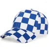 Ball Caps Mode Frauen Männer Schwarz Und Weiß Plaid Baseball Kappe Harajuku Hip Hop Outdoor Sonnenhut Einstellbar Paar Trucker dad Hüte