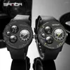 Horloges SANDA 2023 Mode Outdoor Sport Heren Horloges Top Militaire Quartz Horloge Dual Display Polshorloge Waterdichte Klok