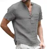 Chemises décontractées pour hommes Été Nouveau T-shirt à manches courtes pour hommes Coton et lin Led T-shirt décontracté pour hommes Chemise Homme Haut respirant L230715