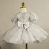 Vestidos para meninas Meninas Vestido de princesa Verão Manga bufante Crianças Vestidos de tutu de malha Bebê Crianças Lantejoulas Brilhantes Roupas de Festa de Aniversário Vestido de Noiva 230714