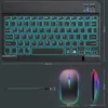 Toetsenbord-muiscombinaties RGB BT-toetsenbord en muis Oplaadbaar draadloos toetsenbord Muis Russisch Spaans Backlight-toetsenbord voor iPad voor Pad Laptop Tablet 230715