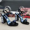 Femmes formelles de la plus haute qualité chaussures habillées de créateur danse de ballet fête de mariage mode peinture en céramique talons bijou broderie laque sandales en cuir 35-41