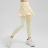 Lu Kids Yoga Leggins kjol Två stycken kläder med hög rise sportkläder fitness slitage korta byxor flickor som kör elastiska med foder LL33316