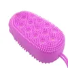 Escova corporal dupla face para banho de espuma de silicone com esponja para armazenamento de sabão, massageador para couro cabeludo, esfoliante para pele limpa, chuveiro