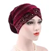 PCS Woman Hijabs Velvet Big Rhinestone Turban Head Cap Hat Beanie Ladies Hair Accessories Muslim Scarf Ethnic Clothing281q
