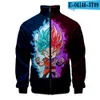 Jackor DBZ Anime 3D Stand Collar Jacket Men/Women's Haruku Hip Hop Hoodie Casual Goku Boy's dragkedja Sweatshirt Coat Cosplay Clothes