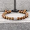 Strand Adjustable Wooden Bracelet 8mm CZ Disco Beads Braclet Men Accessories Couples Prayer Jewelry Yoga Homme